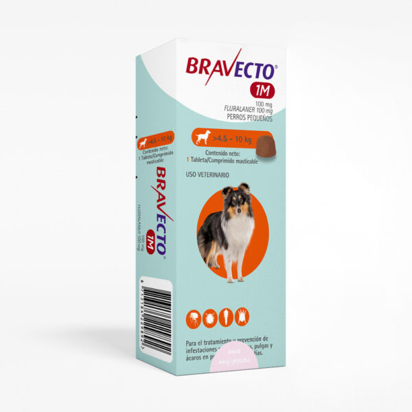 Bravecto 1M Antipulgas Perros Pequeños 100mg (4.5-10kg) Proteccion 37 Dias