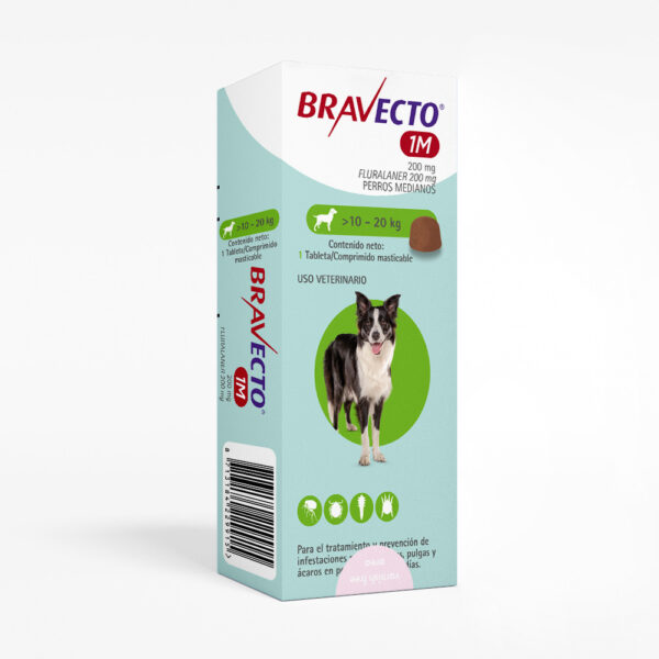Bravecto 1M Antipulgas Perros Medianos 200mg (10-20kg) Proteccion 37 Dias