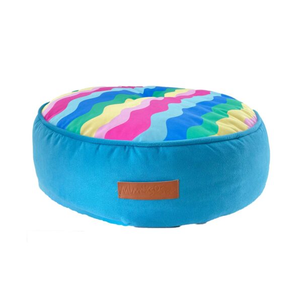Cama Puff Mediana Mimosos Azul Arcoiris
