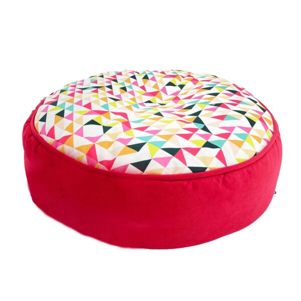 Cama Puff Mediana Mimosos Roja Triangulos - Imagen 3