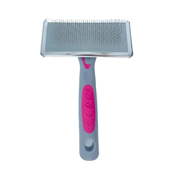 Cepillo Sliker Mango Huella Huesos Mediano Rosa