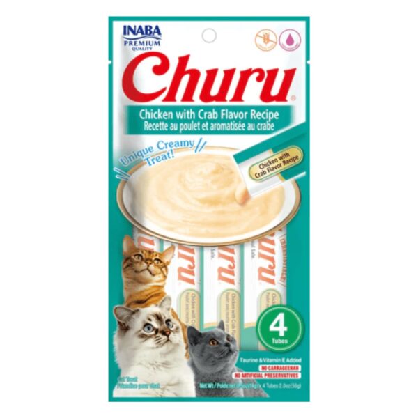 Churu Para Gatos De Pollo y Cangrejo 4 Unidades