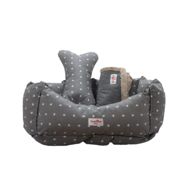 Cama Combo Pequeña 50 X 50 Corazones Gris Guamba