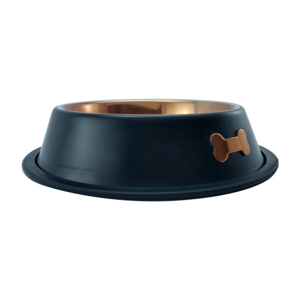Comedero Metalico Antideslizante Negro y Cobre - Imagen 2