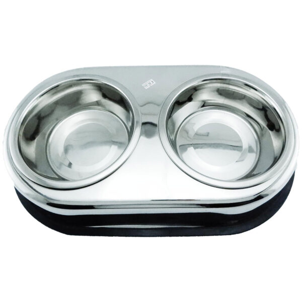 Plato Comedero Doble Acero Inoxidable Antideslizante 2000 g