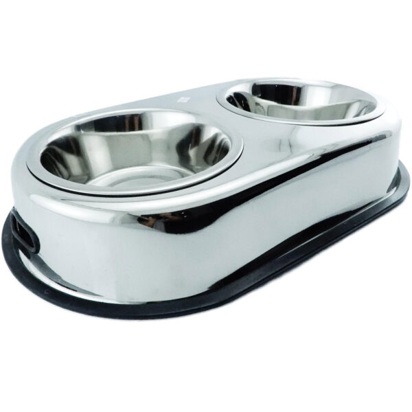 Plato Comedero Doble Acero Inoxidable Antideslizante 2000 g - Imagen 2
