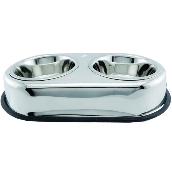 Plato Comedero Doble Acero Inoxidable Antideslizante 2000 g - Imagen 3