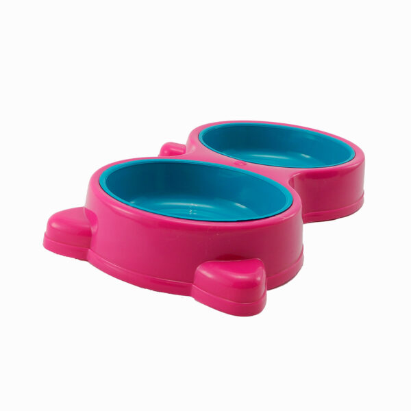 Comedero Plastico En Forma De Gato Doble - Imagen 2