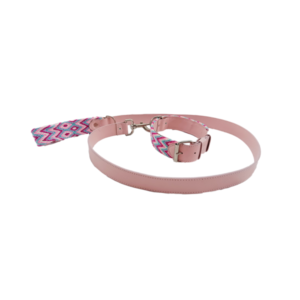Collar Y Correa Wayuu En Cuero T: M Rosa