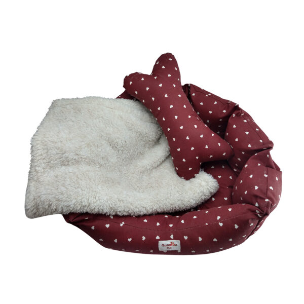 Combo Cama Mascota 50X50 Corazones Rojos Guamba - Imagen 2