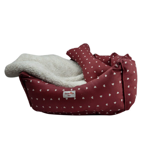 Combo Cama Mascota 50X50 Corazones Rojos Guamba - Imagen 3