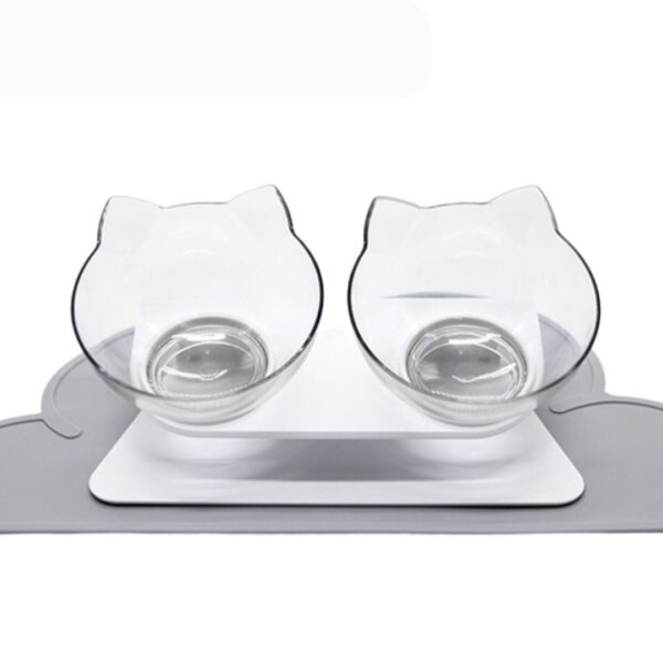 Comedero Doble Elevado Cara De Gato Con Base