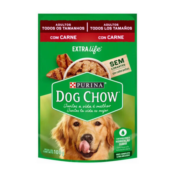 Dog Chow Sobres Adulto Todos Los Tamaños De Carne 100 gr