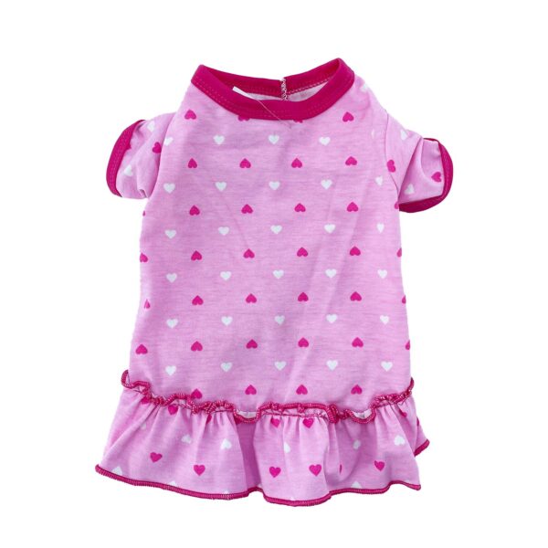 Vestido En Lanilla Rosado Con Corazones Y Bolitas