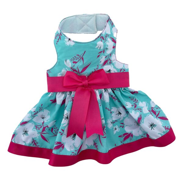 Vestido Verde Menta Con Fucsia