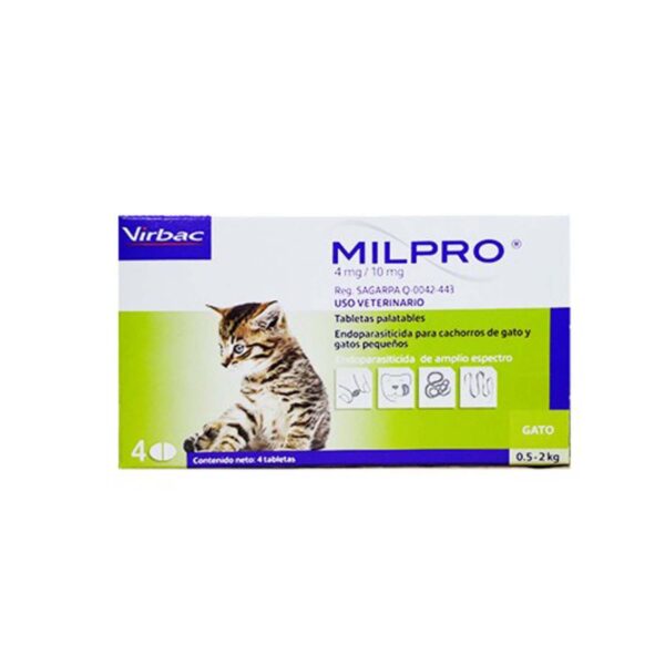 Milpro 4Mg/10Mg Gatos De 0.5 a 2Kg Blister 2 Pastillas