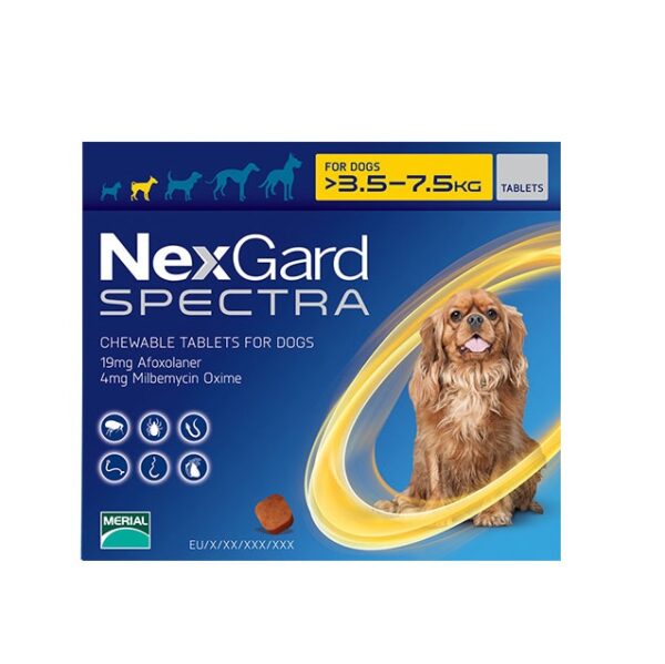 Nexgard Spectra Entre 3,5 a 7,5 Kg Amarillo