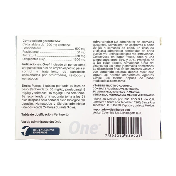 One Desparasitante Blister 5 Pastillas - Imagen 2