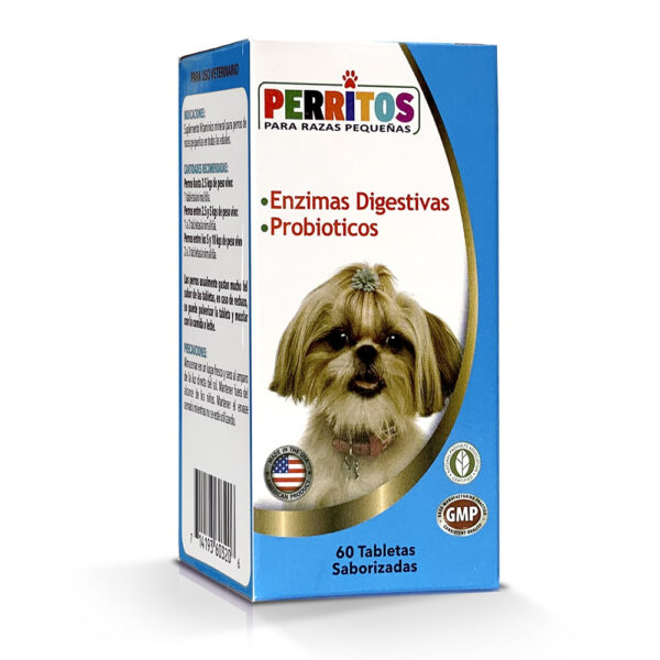 Perritos Enzimas Digestivas y Probioticos Frasco 60 Pastillas